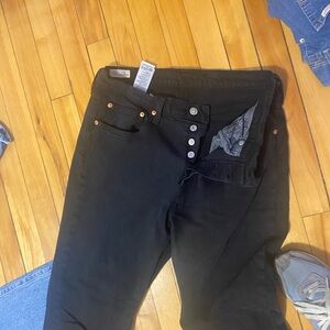 Black Button-Fly Jeans
